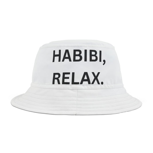 Trendy Bucket Hat - "HABIBI, RELAX" | Summer Accessory, Beachwear, Gift for Her, Outdoors, Vacation Style